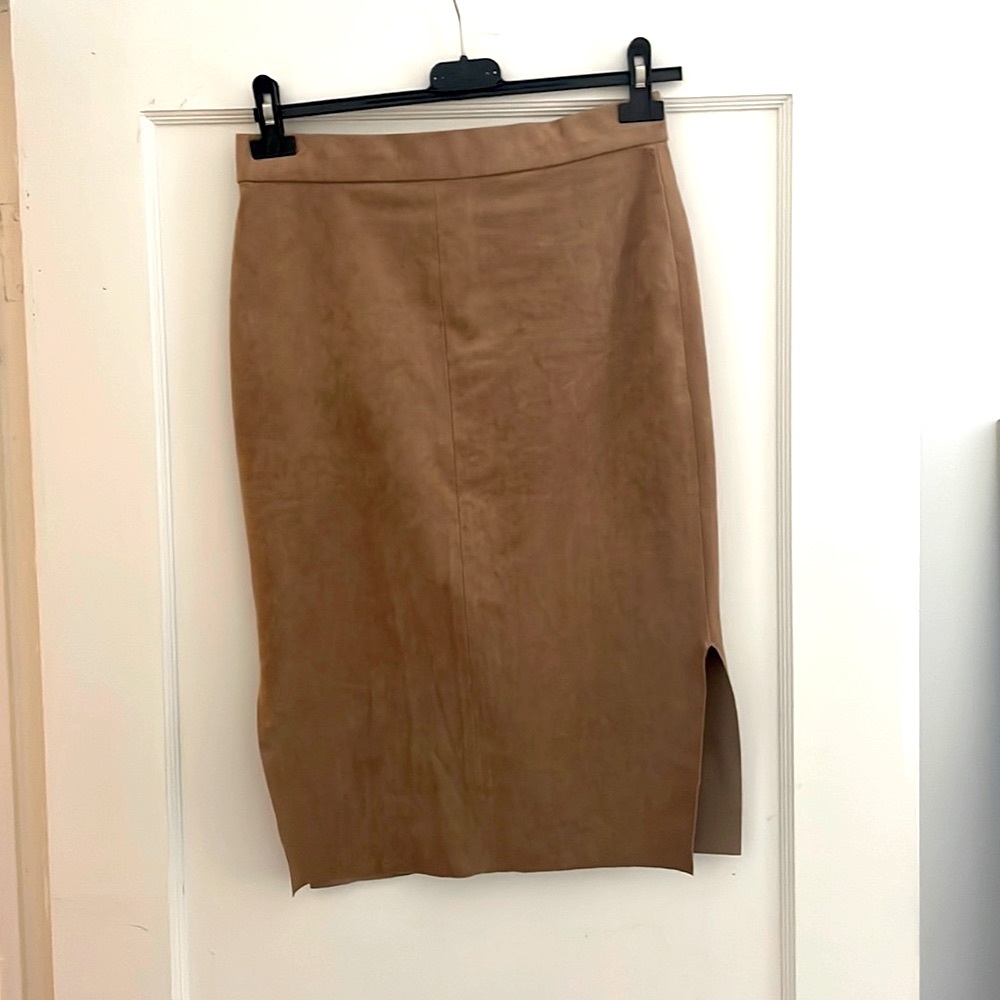 Wilfred Tan Suede Pencil Skirt